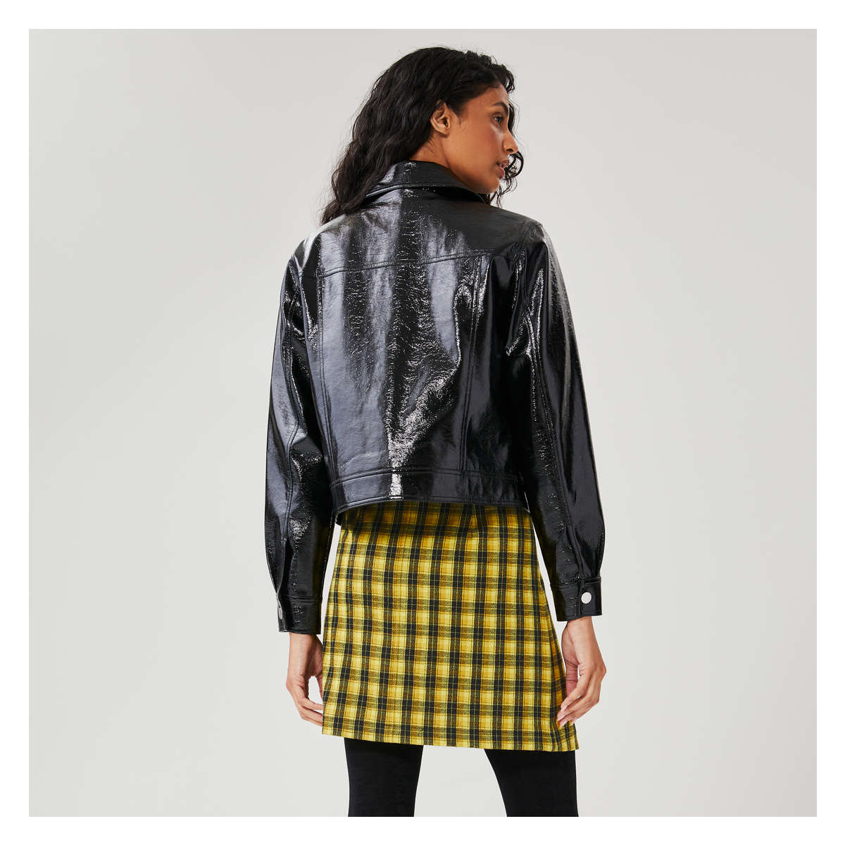 Plaid Wrap Mini Skirt in Dusty Yellow from Joe Fresh